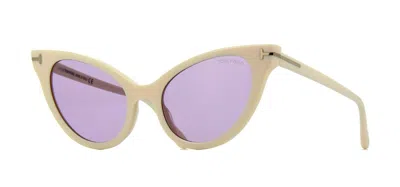 Pre-owned Tom Ford Evelyn-02 Ft 0820 Ivory/violet (25z) Sunglasses In Purple