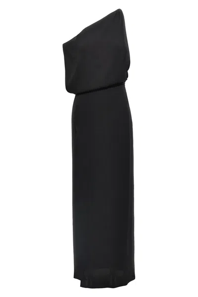 Tom Ford One-shoulder Ruched Gown In Black