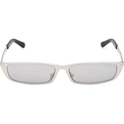 Tom Ford Everett 59mm Square Sunglasses In Shiny Palladium/smoke Mirror