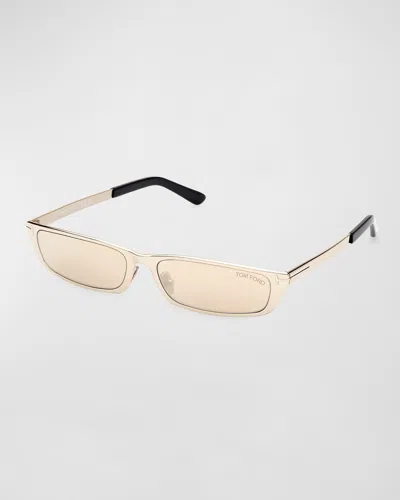 Tom Ford Everett Metal & Plastic Rectangle Sunglasses In Yellow