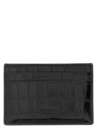 Tom Ford Exotic Line Card Holder In Black