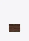 Tom Ford Croc Embossed Leather Card Case In Brown