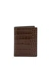Tom Ford "exotic Line" Folding Card Holder In Brown