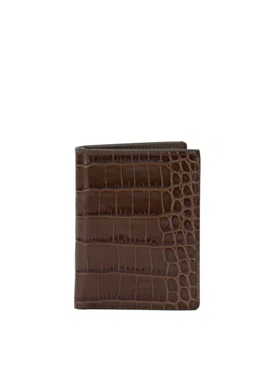 Tom Ford "exotic Line" Folding Card Holder In Brown