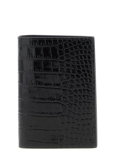 Tom Ford Exotic Line Passport Holder In Black