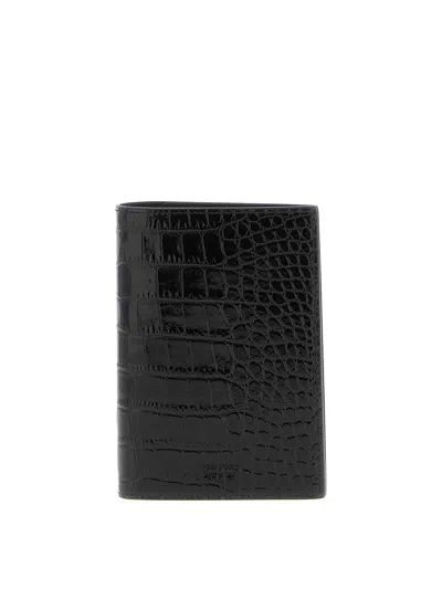 Tom Ford Exotic Line Passport Holder In Black