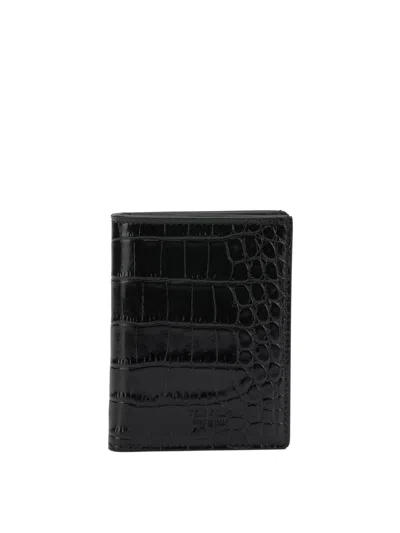 Tom Ford Exotic Line Bifold Card Holder Embossed In Black