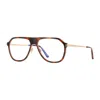 Tom Ford Eyeglasses Aviator Full Rim, Dark Brown/ruthenium Frame And Clear Blue Light Block Lens Ft5943-b050 In Brown
