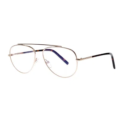 Tom Ford Eyeglasses Aviator Full Rim, Shiny Rose Gold Frame And Clear Demo Lenses Lens Ft5622-b028