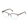 Tom Ford Eyeglasses Browline Full Rim, Matte Gunmetal/havana Frame And Clear Blue Block Lenses Lens Ft5799-b0 In Brown
