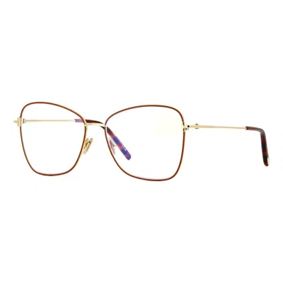 Tom Ford Eyeglasses Butterfly Full Rim, Ivory/gold Frame And Clear Demo Lens Lens Ft5906-b025