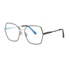 Tom Ford Eyeglasses Butterfly Full Rim, Shiny Light Ruthenium Frame And Blue Light Block Lenses Lens Ft5876-b In Black