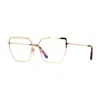 Tom Ford Eyeglasses Butterfly Full Rim, Shiny Palladium Frame And Clear Blue Light Block Lens Ft5946-b016 In Gold