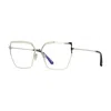 Tom Ford Eyeglasses Butterfly Full Rim, Shiny Palladium Frame And Clear Blue Light Block Lens Ft5946-b016 In Metallic