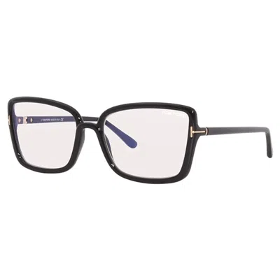 Tom Ford Eyeglasses Butterfly Full Rim, Vintage Havana Frame And Clear Demo Lenses Lens Ft5813-b055 In Brown