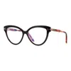 Tom Ford Eyeglasses Cat Eye Full Rim, Black/havana Frame And Clear Blue Light Block Lens Ft5673-b005 In Black