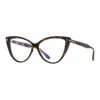 Tom Ford Eyeglasses Cat Eye Full Rim, Bordeaux Frame And Clear Blue Block Lenses Lens Ft5843-b074 In Brown
