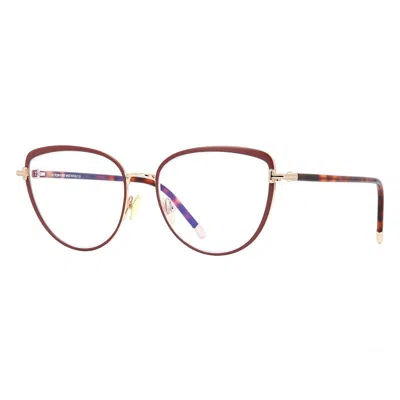 Tom Ford Eyeglasses Cat Eye Full Rim, Brown Enamel Frame And Clear Demo Lenses Lens Ft5741-b048