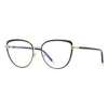 Tom Ford Eyeglasses Cat Eye Full Rim, Brown Enamel Frame And Clear Demo Lenses Lens Ft5741-b048 In Black