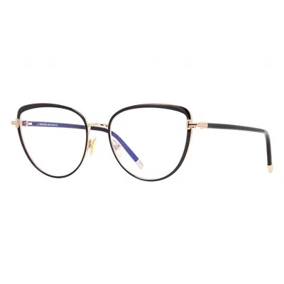 Tom Ford Eyeglasses Cat Eye Full Rim, Brown Enamel Frame And Clear Demo Lenses Lens Ft5741-b048 In Black