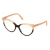Tom Ford Eyeglasses Cat Eye Full Rim, Colored Havana Frame And Clear Blue Light Block Lenses Lens Ft5674-b055 In Neutral