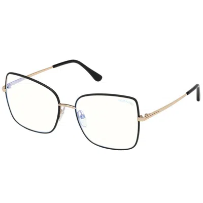 Tom Ford Eyeglasses Cat Eye Full Rim, Rose Gold/matte Black Frame And Clear Demo Lenses Lens Ft5613-b002 In Transparent