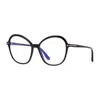 Tom Ford Eyeglasses Cat Eye Full Rim, Shiny Black Frame And Clear Blue Light Block Lens Ft5577-b001 In Black