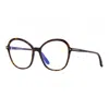 Tom Ford Eyeglasses Cat Eye Full Rim, Shiny Black Frame And Clear Blue Light Block Lens Ft5577-b001 In Brown