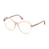 Tom Ford Eyeglasses Cat Eye Full Rim, Shiny Black Frame And Clear Blue Light Block Lens Ft5577-b001 In Pink