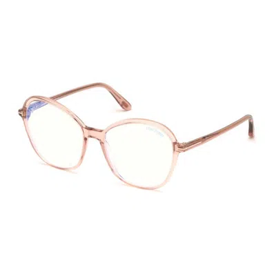 Tom Ford Eyeglasses Cat Eye Full Rim, Shiny Black Frame And Clear Blue Light Block Lens Ft5577-b001 In Pink