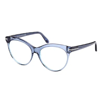 TOM FORD EYEGLASSES CAT EYE FULL RIM, SHINY BLACK FRAME AND CLEAR BLUE LIGHT BLOCK LENS LENS FT5827-B001
