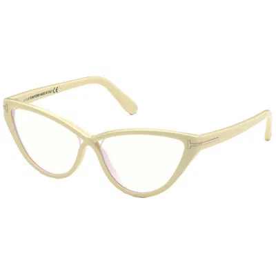 Tom Ford Eyeglasses Cat Eye Full Rim, White Frame And Clear Demo Lenses Lens Ft5729-b025 In Transparent