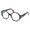 Tom Ford Eyeglasses Geometric Full Rim, Shiny Black Frame And Clear Blue Light Block Lens Ft5967-b001 In Brown