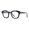 Tom Ford Eyeglasses Oval Full Rim, Shiny Black Frame And Clear Blue Light Block Lens Ft5961-b001 In Black