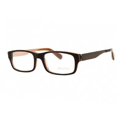 Tom Ford Eyeglasses Rectangle Full Rim, Dark Brown Frame And Clear Demo Lenses Lens Ft5164050