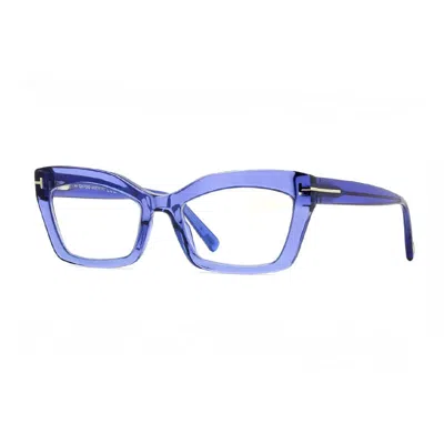Tom Ford Eyeglasses Rectangle Full Rim, Shiny Lilac Frame And Clear Blue Light Block Lens Ft5766-b078