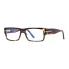Tom Ford Eyeglasses Rectangle Full Rim, Striped Dark Brown Frame And Clear Blue Light Block Lens Ft5835-b050 In Brown