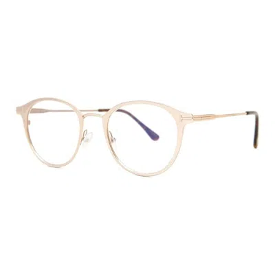 Tom Ford Eyeglasses Round Full Rim, Matte Rose Gold Frame And Clear Blue Light Block Lens Ft5528-b029