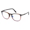 Tom Ford Eyeglasses Round Full Rim, Shiny Burgundy Frame And Blue Light Block Lenses Lens Ft5700-b054 In Brown