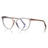 Tom Ford Eyeglasses Round Full Rim, Shiny Transparent Liliac Frame And Clear Demo Lenses Lens Ft5743-b078 In Pink