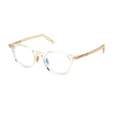Tom Ford Eyeglasses Round Full Rim, Transparent Yellow Frame And Clear Blue Light Block Lens Ft5858-d-b039 In Gold