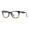Tom Ford Eyeglasses Square Full Rim, Black/havana Frame And Clear Blue Light Block With Magnetic Clip-on Lens In Black