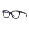 Tom Ford Eyeglasses Square Full Rim, Blonde Havana Frame And Clear Blue Light Block Lens Ft5880-b053 In Black