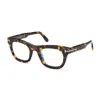 Tom Ford Eyeglasses Square Full Rim, Coloured Havana Frame And Clear Blue Light Block Lens Ft5872-b055 In Brown