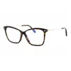 Tom Ford Eyeglasses Square Full Rim, Dark Havana Frame And Clear Blue Light Block Lens Ft5687-f-b052 In Transparent