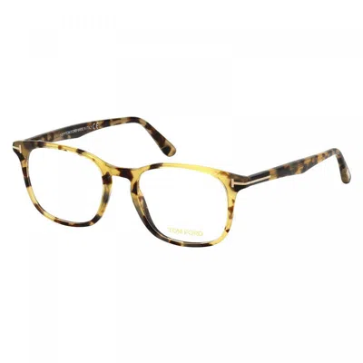 Tom Ford Eyeglasses Square Full Rim, Havana Frame And Clear Demo Lenses Lens Ft5505053 In Yellow