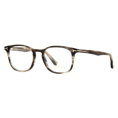 Tom Ford Eyeglasses Square Full Rim, Havana Frame And Clear Demo Lenses Lens Ft5505053 In Multi