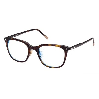 Tom Ford Eyeglasses Square Full Rim, Light Gray Frame And Clear Blue Light Block Lens Ft5776-d-b020 In Brown