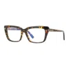 Tom Ford Eyeglasses Square Full Rim, Shiny Black Frame And Clear Blue Light Block Lens Ft5894-b001 In Brown