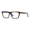 Tom Ford Eyeglasses Square Full Rim, Shiny Black Frame And Clear Blue Light Block Lenses Lens Ft5912-b001 In Brown